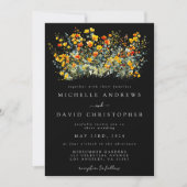 黒カラフル夏フローラ結婚ズ 招待状 (正面)