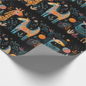 黒カラフル字の想像上の動物 ラッピングペーパー (角)