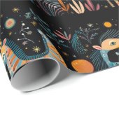 黒カラフル字の想像上の動物 ラッピングペーパー (ロールコーナー)