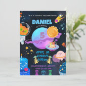 黒カラフル宇宙誕生日の招待 招待状 (スタンド正面)