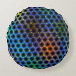 黒カラフル擦り切れたの水玉模様 ラウンドクッション