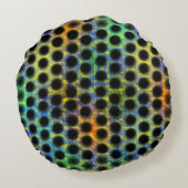 黒カラフル擦り切れたの水玉模様 ラウンドクッション (裏面)