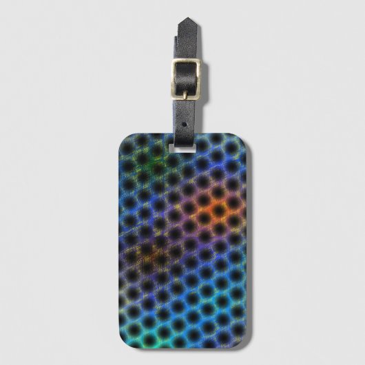 黒カラフル擦り切れたの水玉模様 ラゲッジタグ (正面縦)