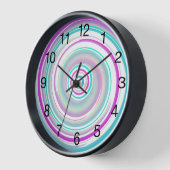 黒カラフル数字で旋回 壁時計 (傾斜)
