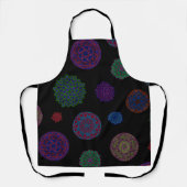 黒カラフル曼荼羅モザイクパターン エプロン (正面)