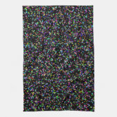 黒カラフル模様の円のユニーク泡 キッチンタオル (縦)