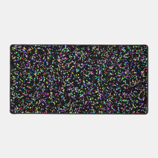 黒カラフル模様の円のユニーク泡 デスクマット (正面)