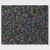 黒カラフル模様の円のユニーク泡 ラッピングペーパー (フラット)