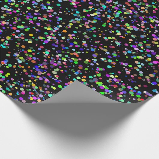 黒カラフル模様の円のユニーク泡 ラッピングペーパー (角)