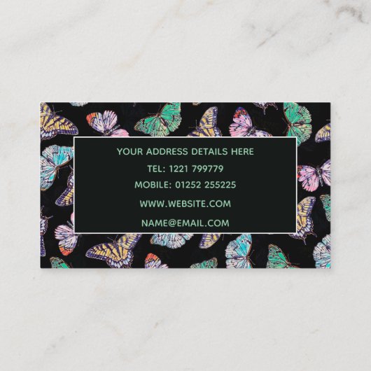 黒カラフル水彩蝶 名刺 (裏面)