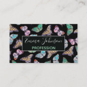 黒カラフル水彩蝶 名刺 (正面)