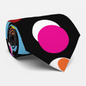黒カラフル水玉模様サーフェスパターンデザイン ネクタイ (ロール)