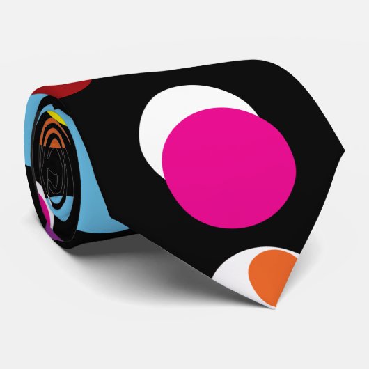 黒カラフル水玉模様サーフェスパターンデザイン ネクタイ (ロール)