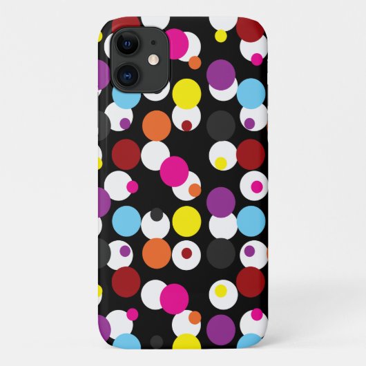 黒カラフル水玉模様サーフェスパターンデザイン Case-Mate iPhoneケース (裏面)