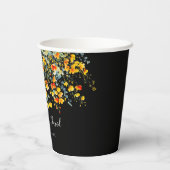 黒カラフル水色フローラ結婚 紙コップ (裏面)