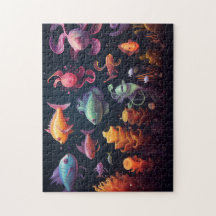 黒カラフル海の生き物