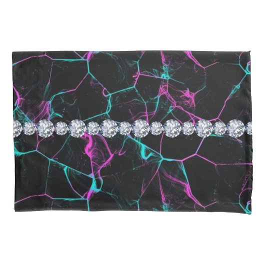 黒カラフル煙標準サイズ 枕カバー (正面)