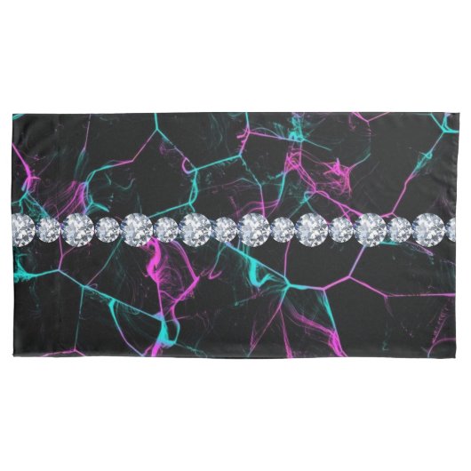 黒カラフル煙 枕カバー (正面)