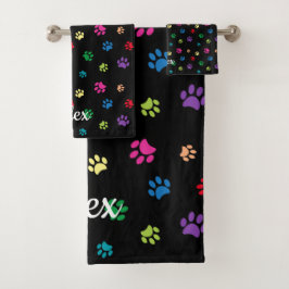 黒カラフル絵を描にポープリント バスタオルセット