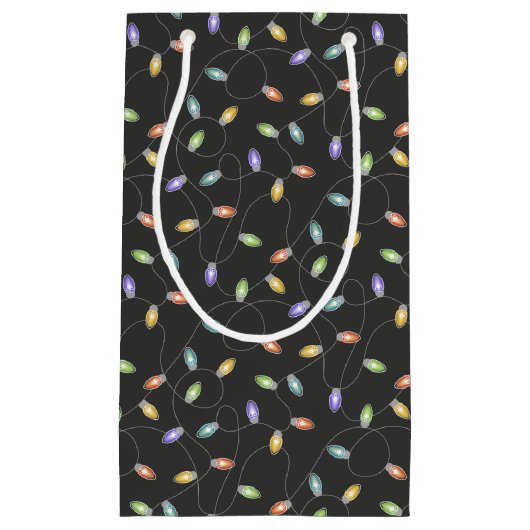 黒カラフル色のクリスマスライト スモールペーパーバッグ (正面)