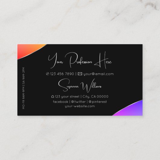 黒カラフル色のシルバーデコーきらめくル宝石 名刺 (裏面)