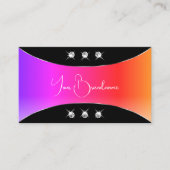 黒カラフル色のシルバーデコーきらめくル宝石 名刺 (正面)