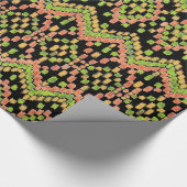 黒カラフル色の民族イカットパターン ラッピングペーパー (角)