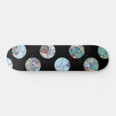 黒カラフル色の青い緑の赤い丸 スケートボード (横)