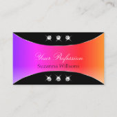 黒カラフル色銀色の装飾に輝く宝石 名刺 (正面)