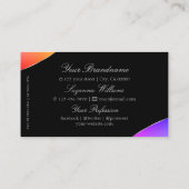 黒カラフル色、シルバーデコールの宝石とロゴ 名刺 (裏面)