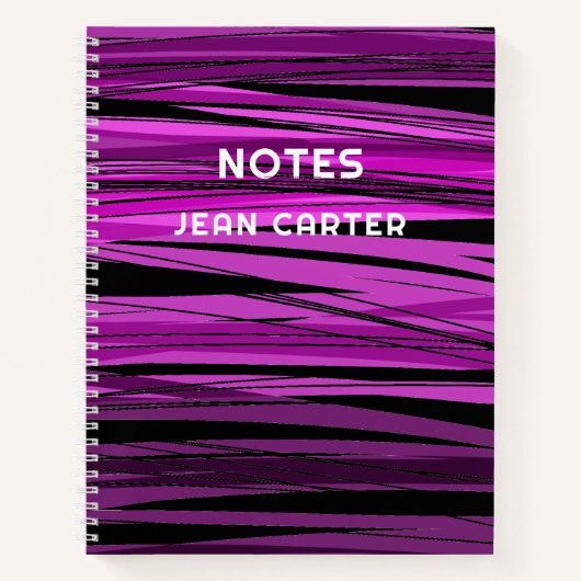 黒カラフル色・ピンクモダンデザインカスタム文字 ノートブック (正面)