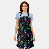 黒カラフル蝶パターンデザイン エプロン (着用した状態)