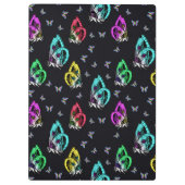 黒カラフル蝶パターンデザイン クリップボード (裏面)