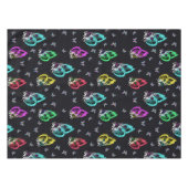 黒カラフル蝶パターンデザイン テーブルクロス (正面(横))