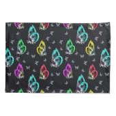 黒カラフル蝶パターンデザイン 枕カバー (裏面)