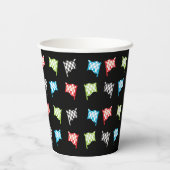 黒カラフル誕生日会のレーシングフラッグ 紙コップ (裏面)