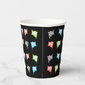 黒カラフル誕生日会のレーシングフラッグ 紙コップ (右)