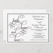 黒カーリースクリプト信仰の希望と愛結婚のカード 招待状 (正面/裏面)