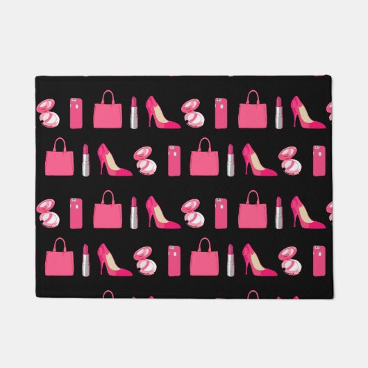 黒ガーリーい物 ドアマット (正面)