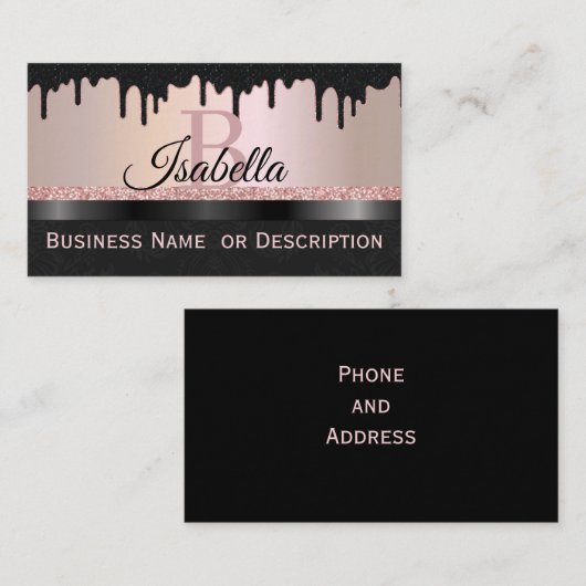 黒ガーリーい結晶、バラ金ゴールドグリッター、輝き 名刺 (正面/裏面)