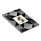 黒ガーリーと白の幾何学赤いバラと名前 ノートブック (右側)