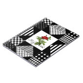 黒ガーリーと白の幾何学赤いバラと名前 ノートブック (左側)