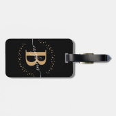 黒ガーリーエレガントの金ゴールド名モノグラムスクリプト ラゲッジタグ (裏面横)