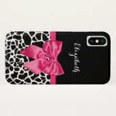 黒ガーリーキリンアニマルプリントかわいいホットピンクボウ Case-Mate iPhoneケース (裏面(横))