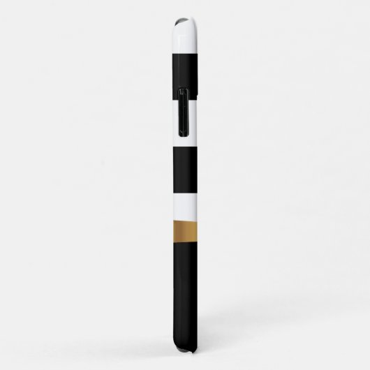 黒ガーリーストライプはっきりしたゴールデンパーソナライズされたボウ Case-Mate iPhoneケース (裏面/右)