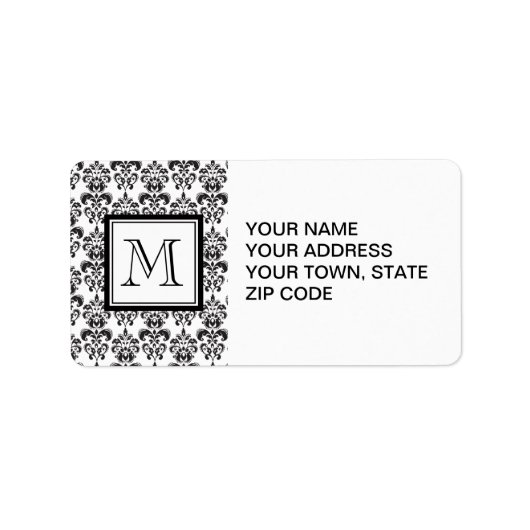 黒ガーリーダマスクパターン2あなたのイニシャル ラベル (正面)