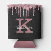 黒ガーリーバラ金ゴールドピンクドリップモノグラム名 缶クーラー (裏面)