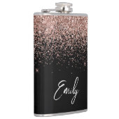 黒ガーリーバラ金ゴールド赤面ピンクグリッターモノグラム フラスク (右)