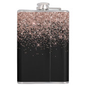 黒ガーリーバラ金ゴールド赤面ピンクグリッターモノグラム フラスク (裏面)