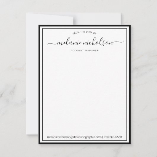 黒ガーリー字の机からの書縁ど道 サンキューカード (正面)